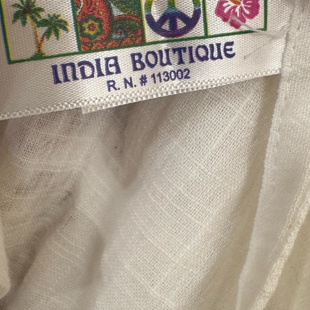 🎉3 for $50 🎉 India Boutique White Mini Dress with Brown Embroidery (FREE SIZE) - Picture 6 of 7